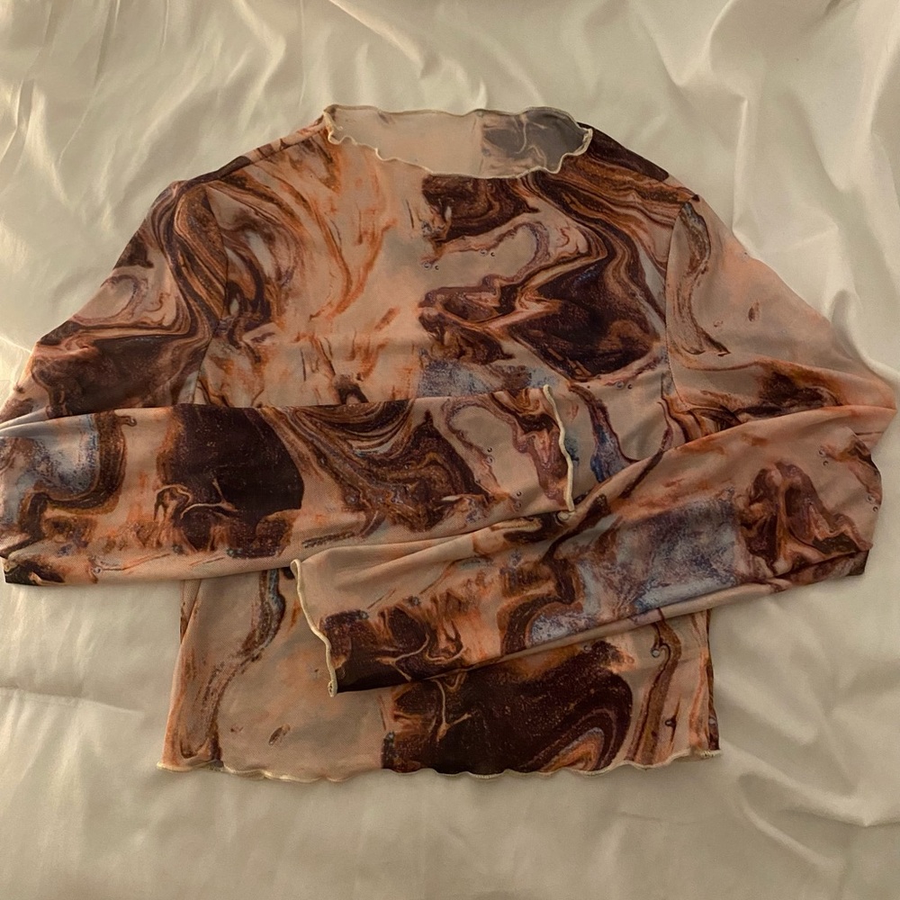 Mesh long sleeve top